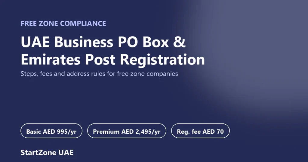 UAE business PO box and Emirates Post registration guide for free zone companies